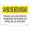 Signmission OSHA Security Sign, 7" Height, 10" Width, Rigid Plastic, Visitors Must Get Pass Spanish, Landscape OS-SN-P-710-L-11665 - alternate 1